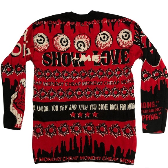 NEW YORK LAUNDRY Holiday Classics Halloween Sweater Red Black & White Size S - Picture 3 of 3